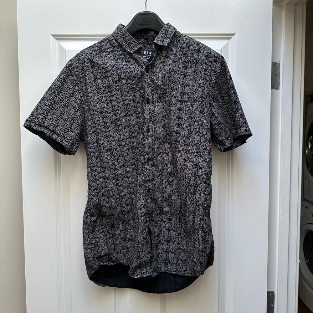 Topman Black and Gray Casual Button Down Shirt